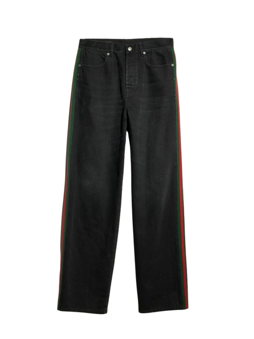 Cotton denim pants with Web insert A002IA XDDIC1000 GUCCI 