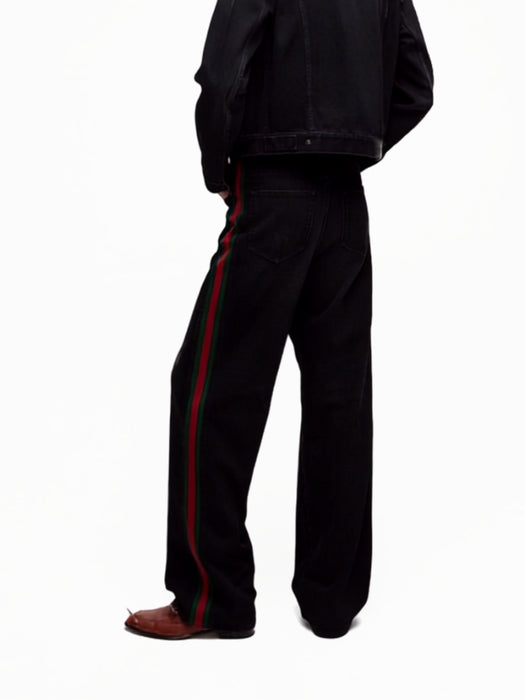Cotton denim pants with Web insert A002IA XDDIC1000 GUCCI 