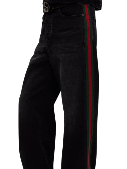 Cotton denim pants with Web insert A002IA XDDIC1000 GUCCI 