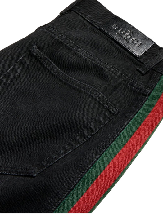 Cotton denim pants with Web insert A002IA XDDIC1000 GUCCI 