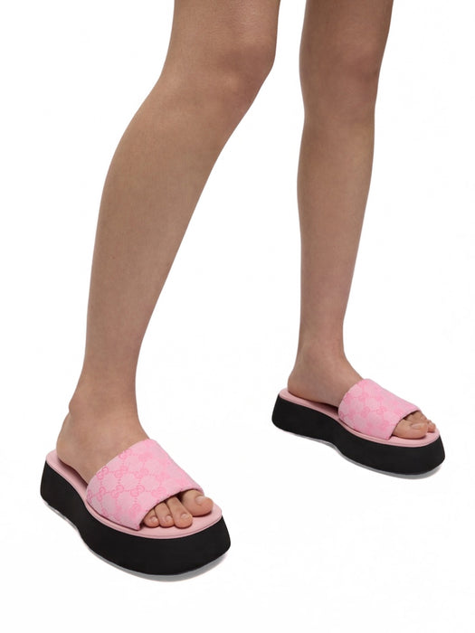 Women's flatform slide sandal A0034R FAFUW 5825 GUCCI 