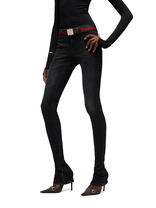Fitted stretch cotton denim pants A0067E XDDIR1000 GUCCI 