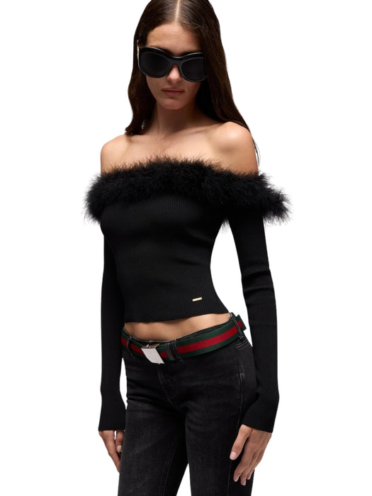 Rib viscose off-the-shoulder top A006D6 XKFR31043 GUCCI 
