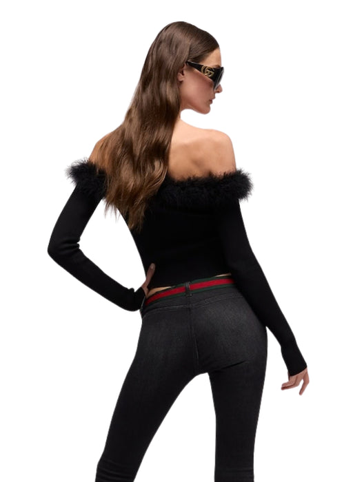 Rib viscose off-the-shoulder top A006D6 XKFR31043 GUCCI 