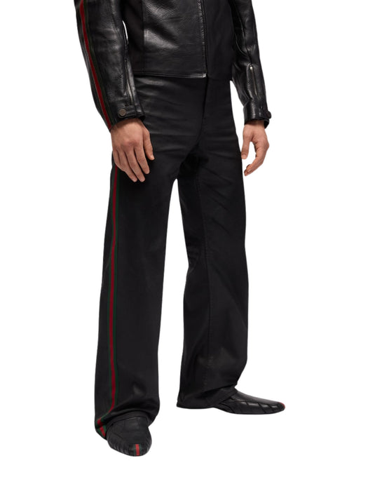 Coated cotton twill denim pants with Web<BR/> A006GG XDDH3 1000 GUCCI 