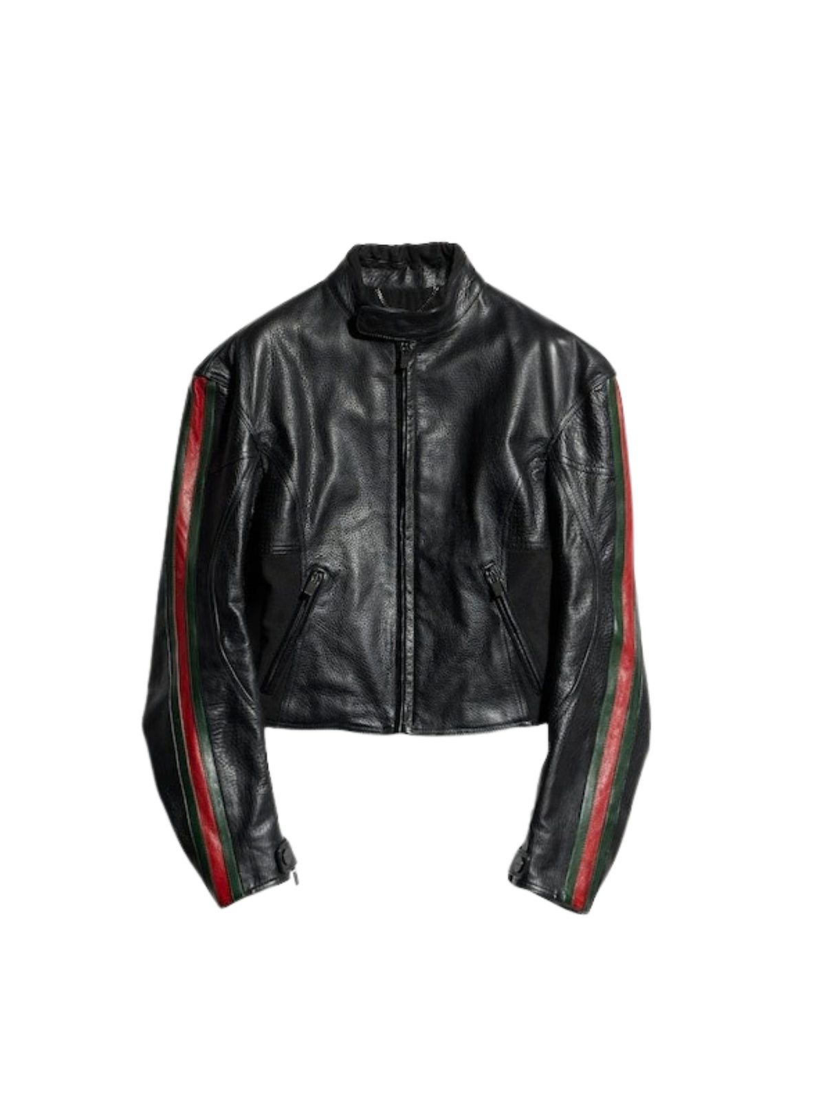 Leather biker jacket with Web A006HA XNBDW1060 GUCCI 