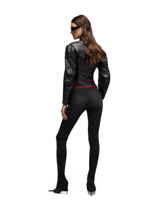 Leather biker jacket with Web A006HA XNBDW1060 GUCCI 