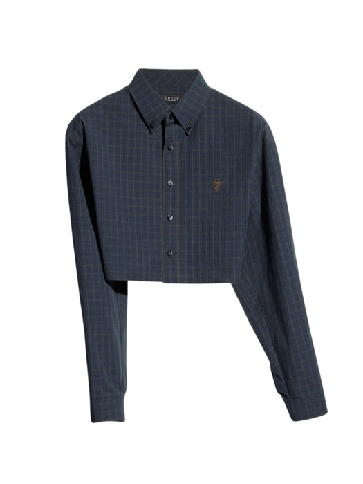 Cropped checked cotton poplin shirt A007UX ZAVS04069 GUCCI 