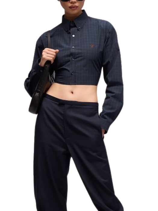 Cropped checked cotton poplin shirt A007UX ZAVS04069 GUCCI 