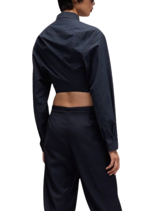 Cropped checked cotton poplin shirt A007UX ZAVS04069 GUCCI 