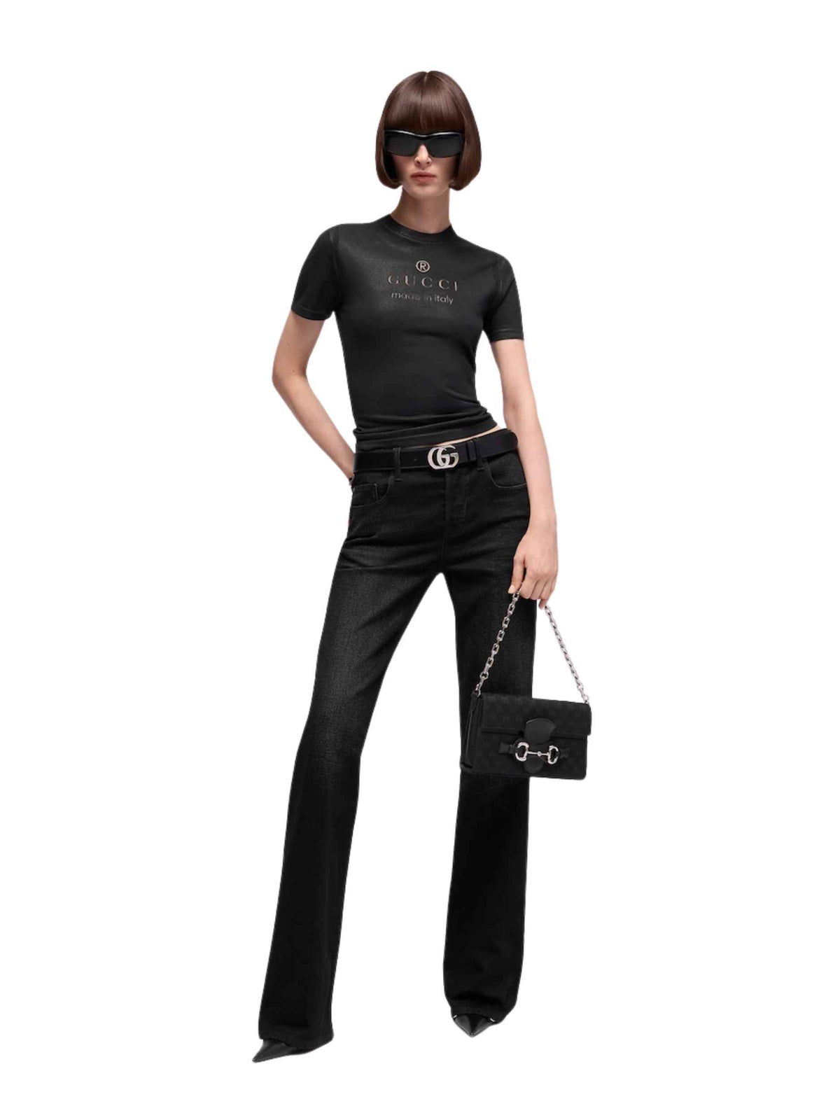 Technical cotton jersey T-shirt with print<BR/> A009A5 XJH6N1152 GUCCI 