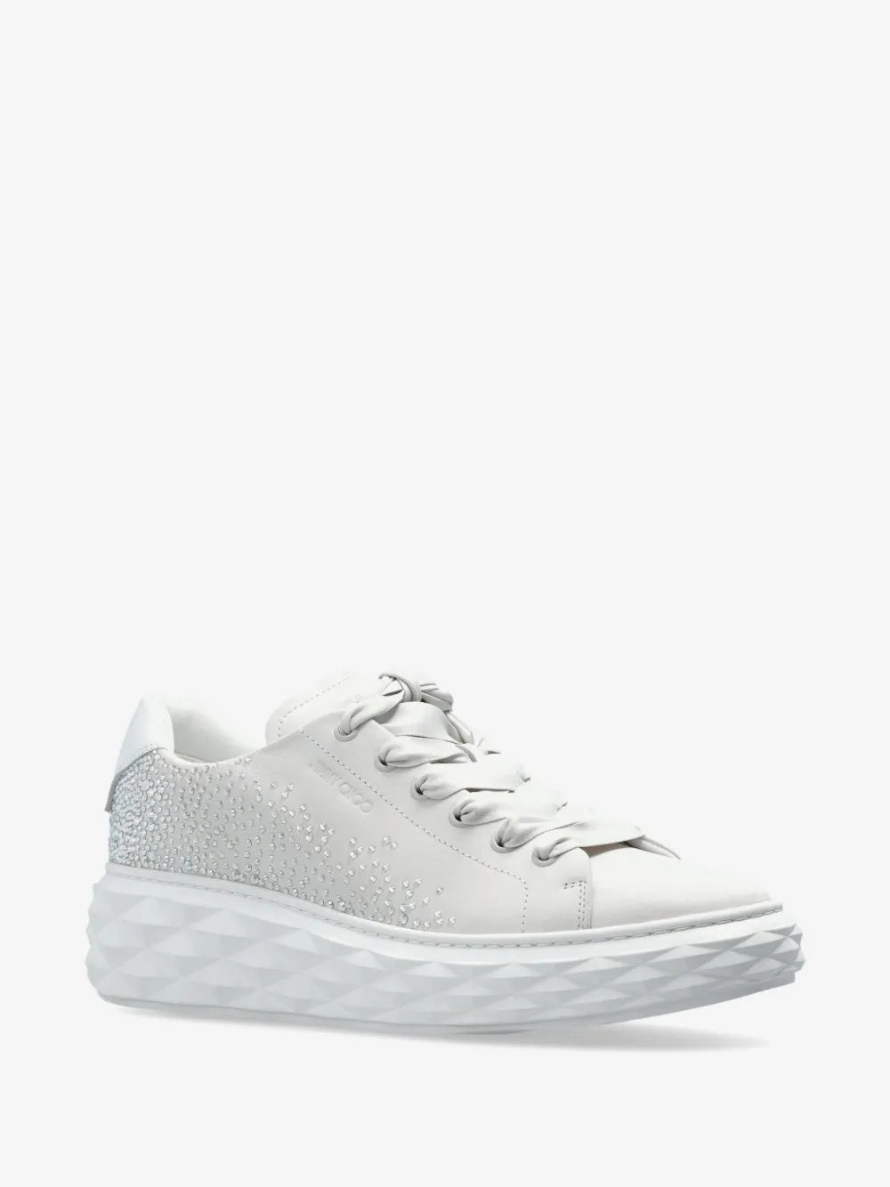 Diamond Light Maxi crystal-embellished leather sneakers DIAMOND LIGHT MAXI/F UGKX WHITE/CRYSTAL JIMMY CHOO 