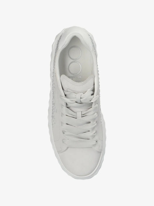 Diamond Light Maxi crystal-embellished leather sneakers DIAMOND LIGHT MAXI/F UGKX WHITE/CRYSTAL JIMMY CHOO 