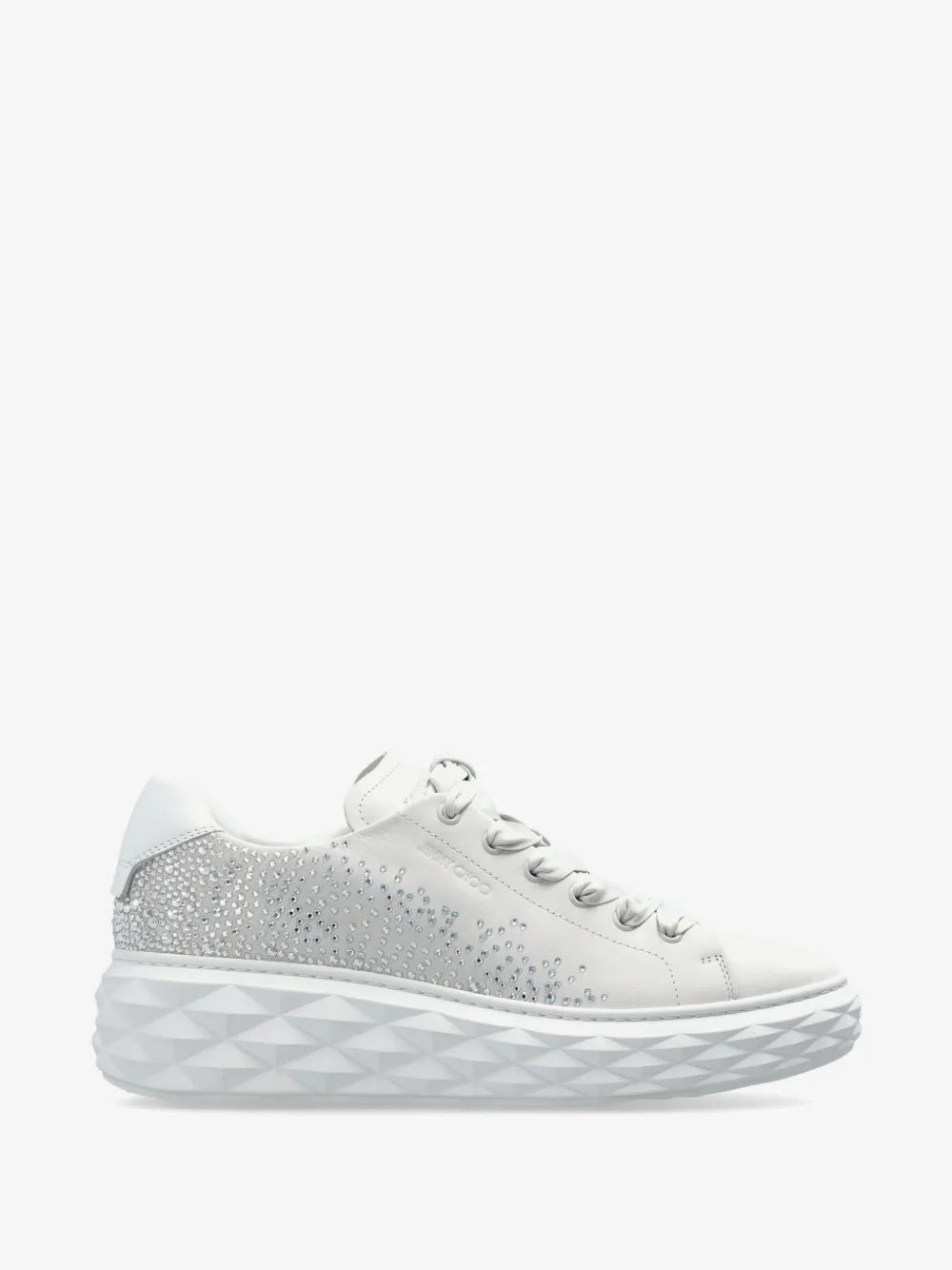 Diamond Light Maxi crystal-embellished leather sneakers DIAMOND LIGHT MAXI/F UGKX WHITE/CRYSTAL JIMMY CHOO 