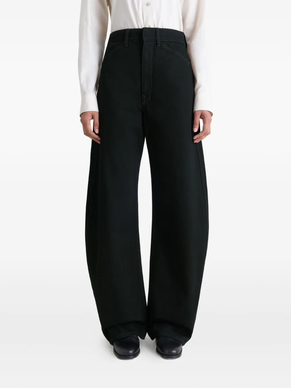 High waisted curved pants PA1264 LD1055 BLACK BK999 LEMAIRE 