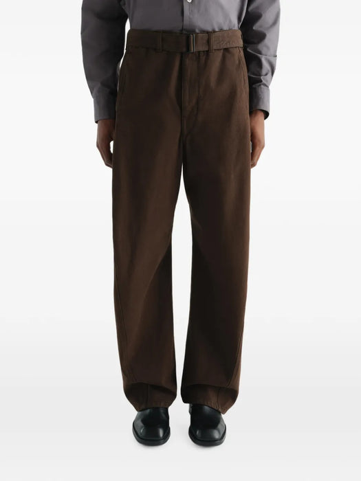 Twisted belted pants in dyed heavy broken twill PA326 LD1077RISTRETTO BR512 LEMAIRE 