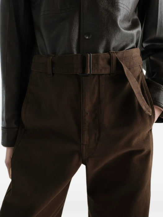 Twisted belted pants in dyed heavy broken twill PA326 LD1077RISTRETTO BR512 LEMAIRE 