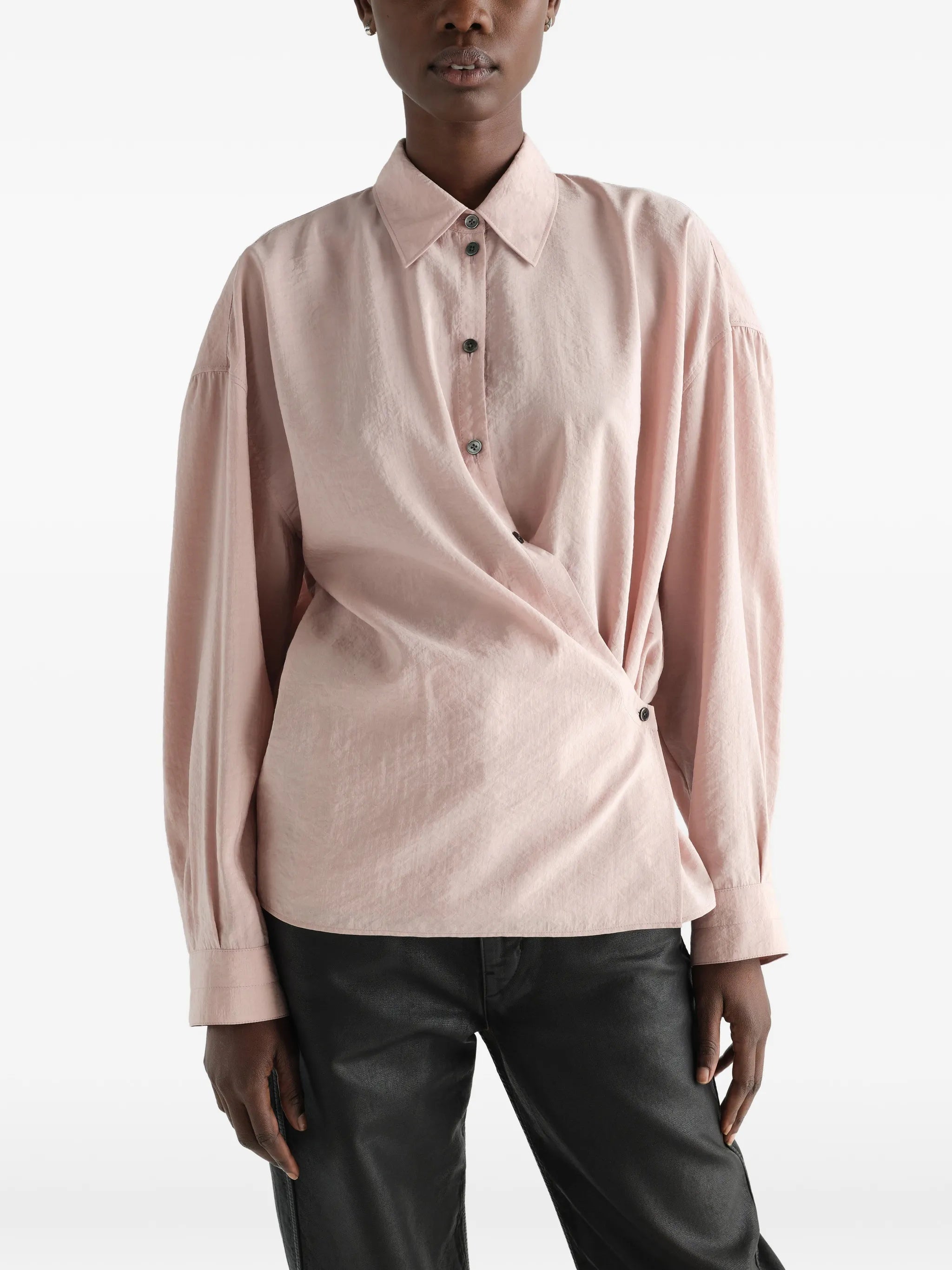 Straight collar Twisted shirt in dry silk SH1141 LF1308ORCHID PK003 LEMAIRE 
