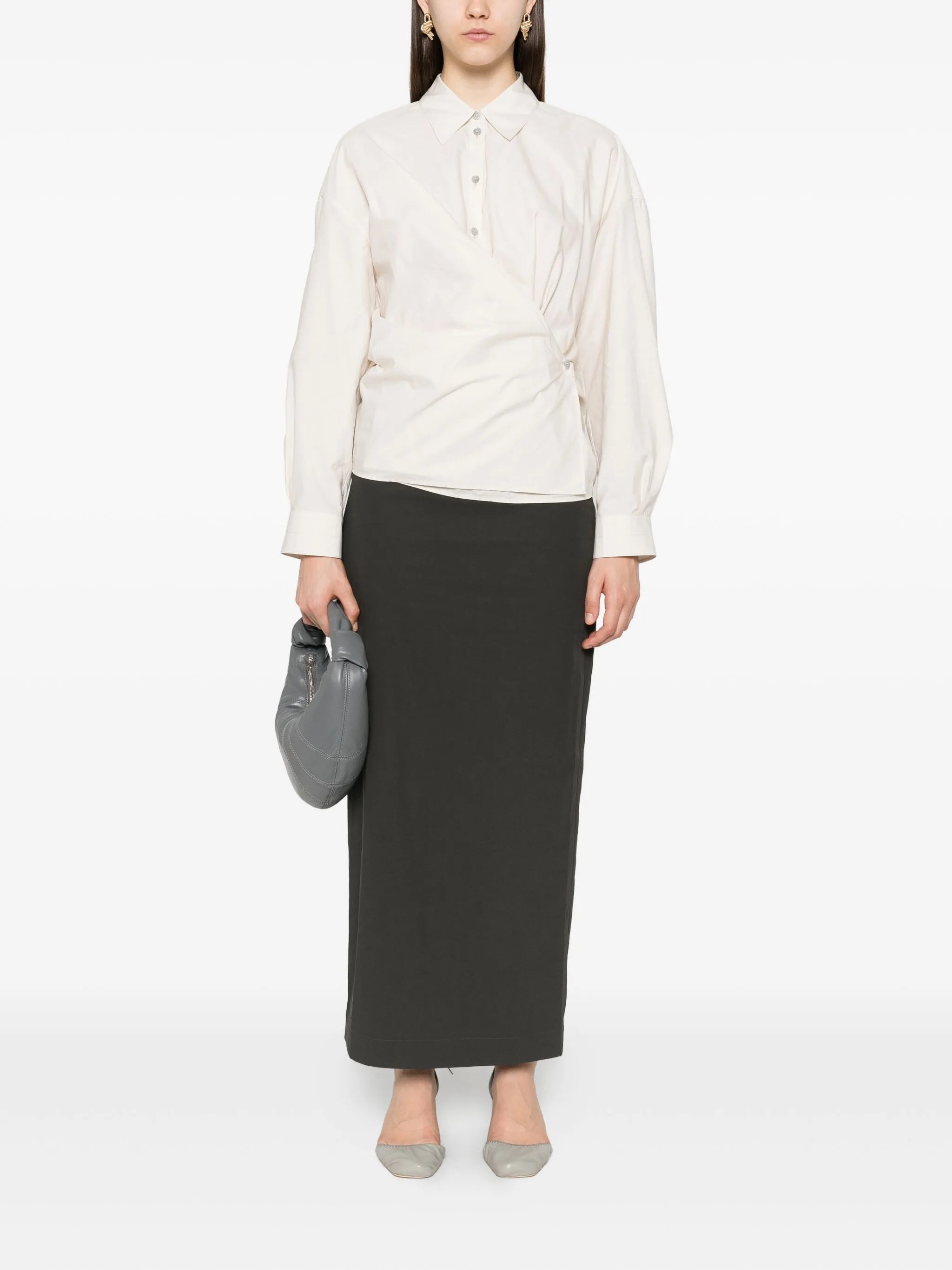 Straight-collar twisted shirt SH1141 LF1500LIGHT CREAM WH048 LEMAIRE 