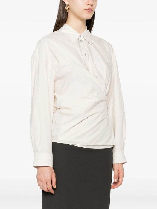 Straight-collar twisted shirt SH1141 LF1500LIGHT CREAM WH048 LEMAIRE 