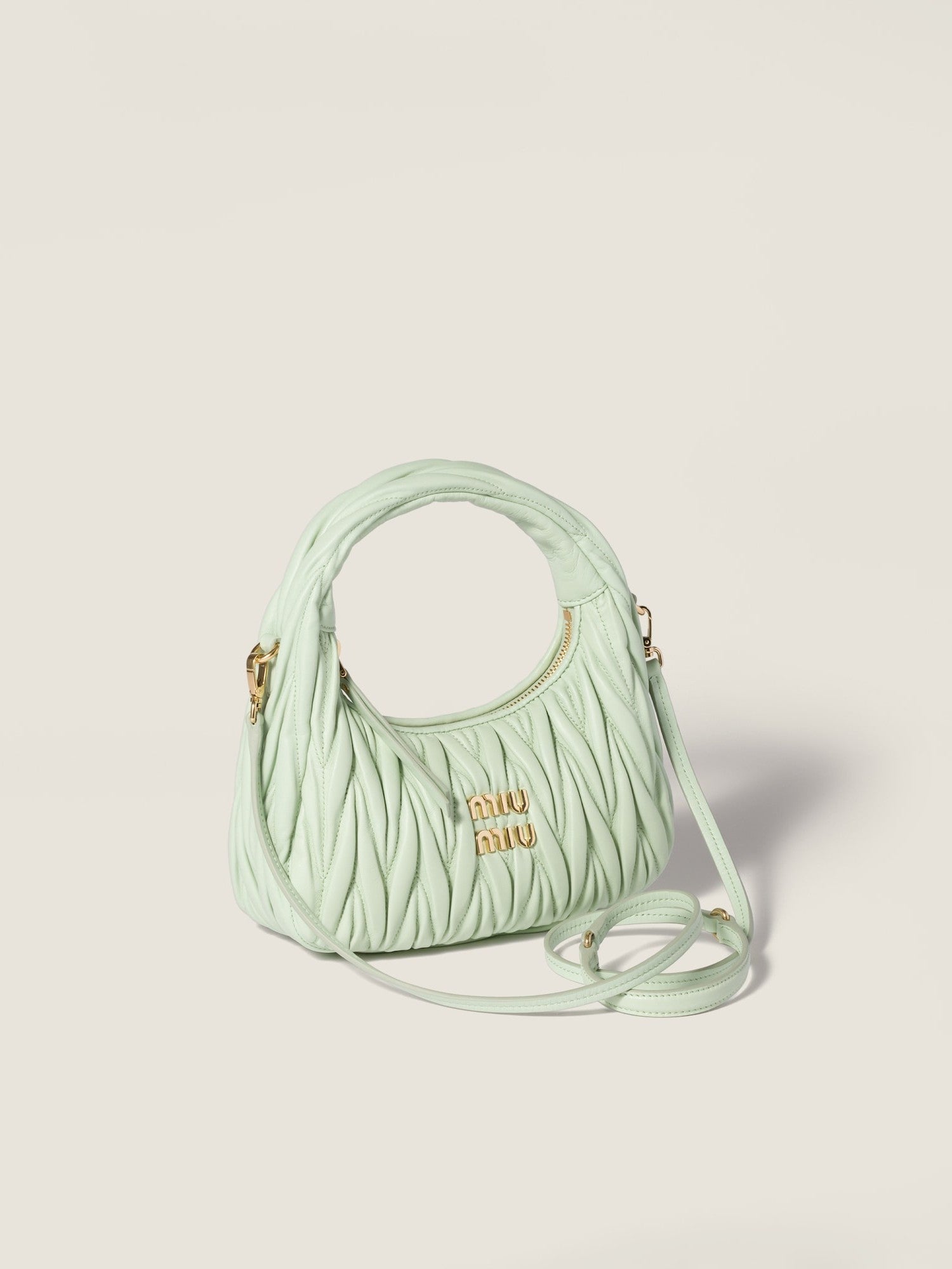 Wander matelassé nappa leather hobo bag 5BC125 V OOY AN88F0934 MIU MIU 