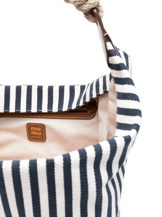 Striped rope-handle shoulder bag 5BE107 V ILO 2I0GF0B9P MIU MIU 