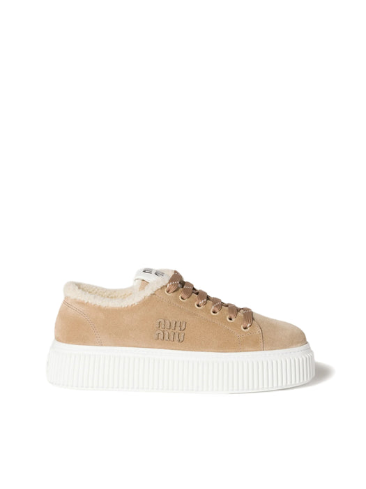 Suede and shearling sneakers 5E389E F ZF05 Z0GF0F24 MIU MIU 