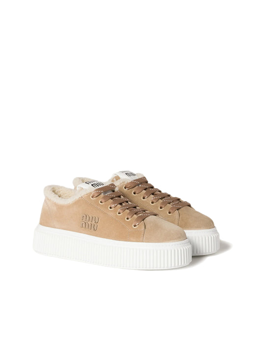 Suede and shearling sneakers 5E389E F ZF05 Z0GF0F24 MIU MIU 