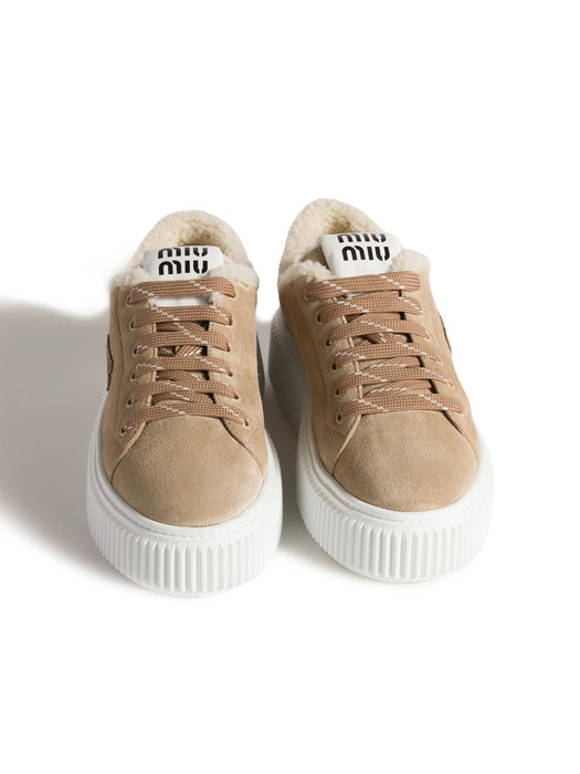 Suede and shearling sneakers 5E389E F ZF05 Z0GF0F24 MIU MIU 