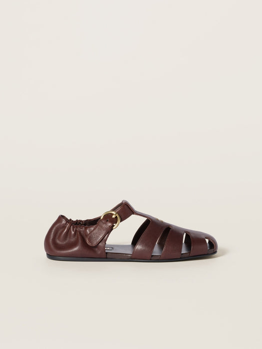 Ruches nappa leather fisherman sandals 5E395E FD005 EFXF0NBL MIU MIU 