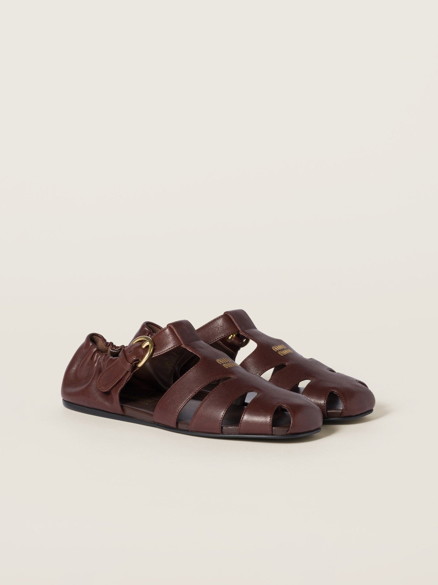 Ruches nappa leather fisherman sandals 5E395E FD005 EFXF0NBL MIU MIU 
