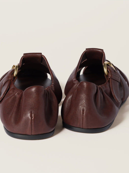 Ruches nappa leather fisherman sandals 5E395E FD005 EFXF0NBL MIU MIU 