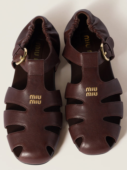 Ruches nappa leather fisherman sandals 5E395E FD005 EFXF0NBL MIU MIU 
