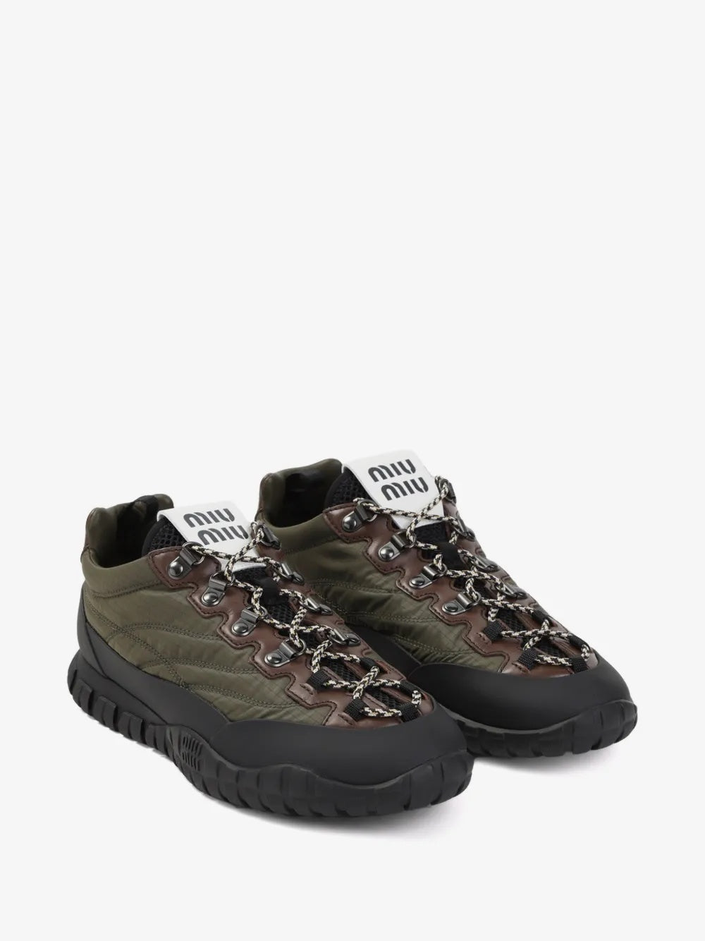 Technical fabric and leather sneakers 5E760E F 005 FKSF0161 MIU MIU 