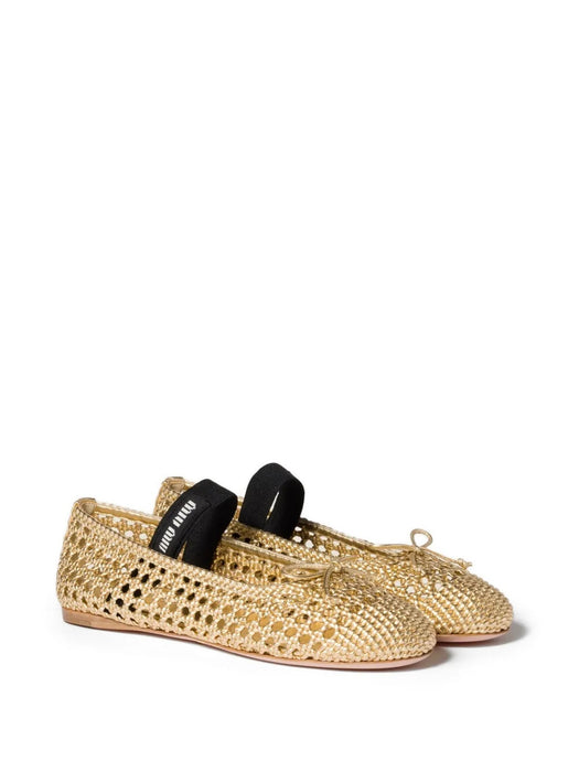 Woven mordoré nappa leather ballerinas 5F381E F 005 3ZMIF0522 MIU MIU 