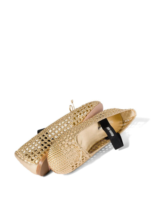 Woven mordoré nappa leather ballerinas 5F381E F 005 3ZMIF0522 MIU MIU 