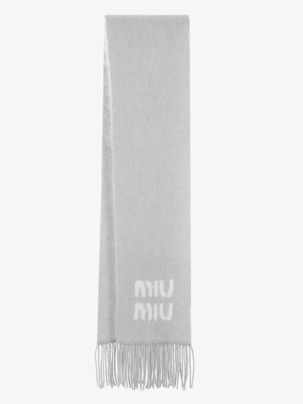 Logo-jacquard fringed scarf 5FS062 2CQDF0031 MIU MIU 