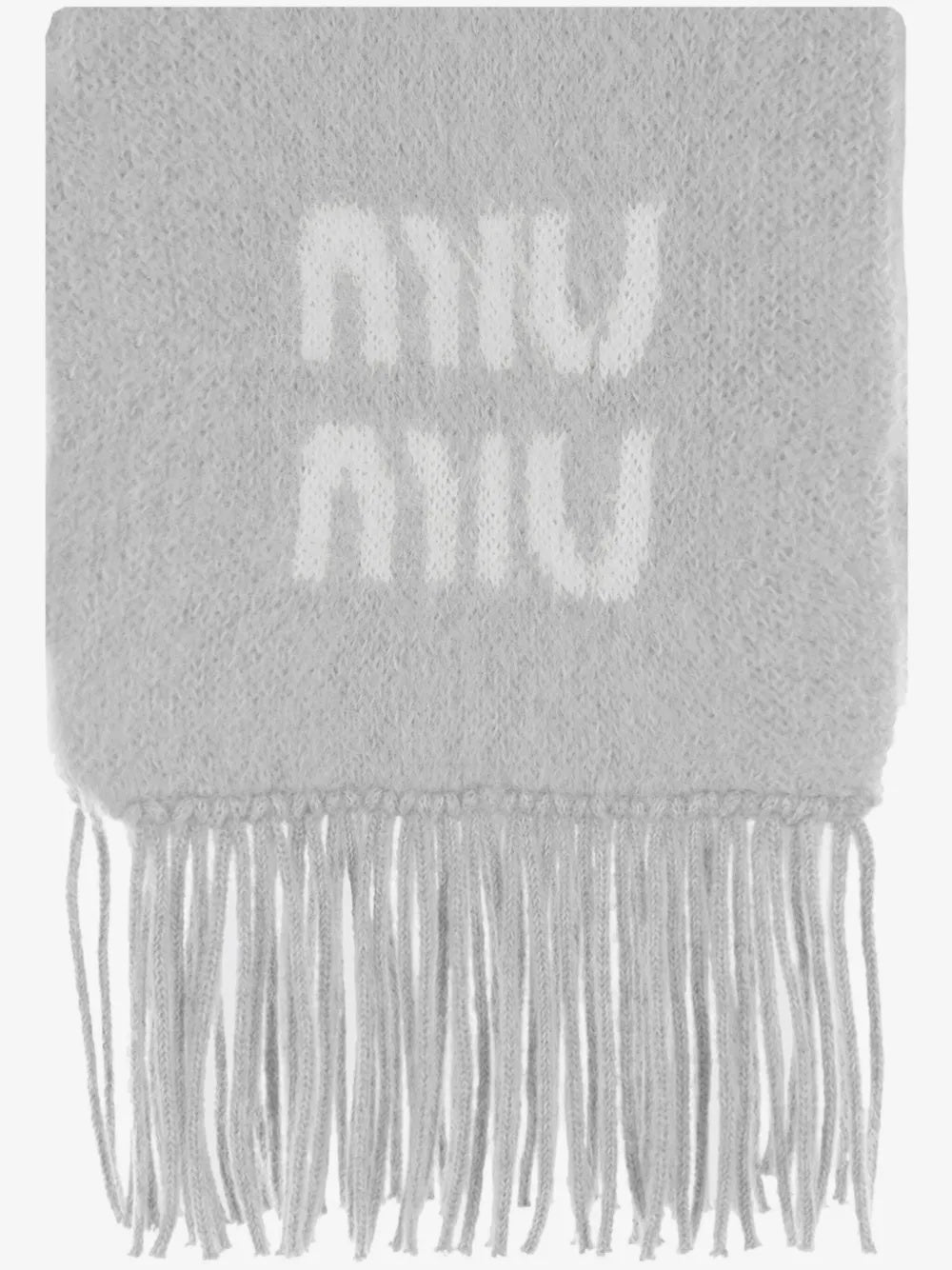 Logo-jacquard fringed scarf 5FS062 2CQDF0031 MIU MIU 