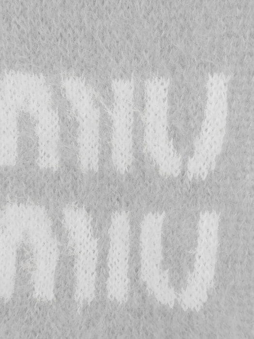 Logo-jacquard fringed scarf 5FS062 2CQDF0031 MIU MIU 