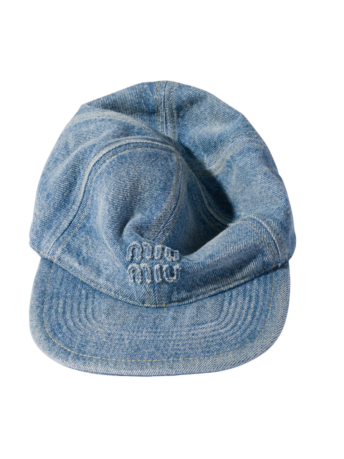 Washed denim baseball cap<BR/><BR/> 5HC370 2G9UF0013 MIU MIU 