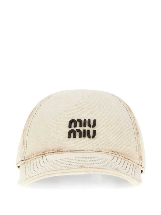 Logo-patch distressed baseball cap 5HC37M 2G84F0009 MIU MIU 