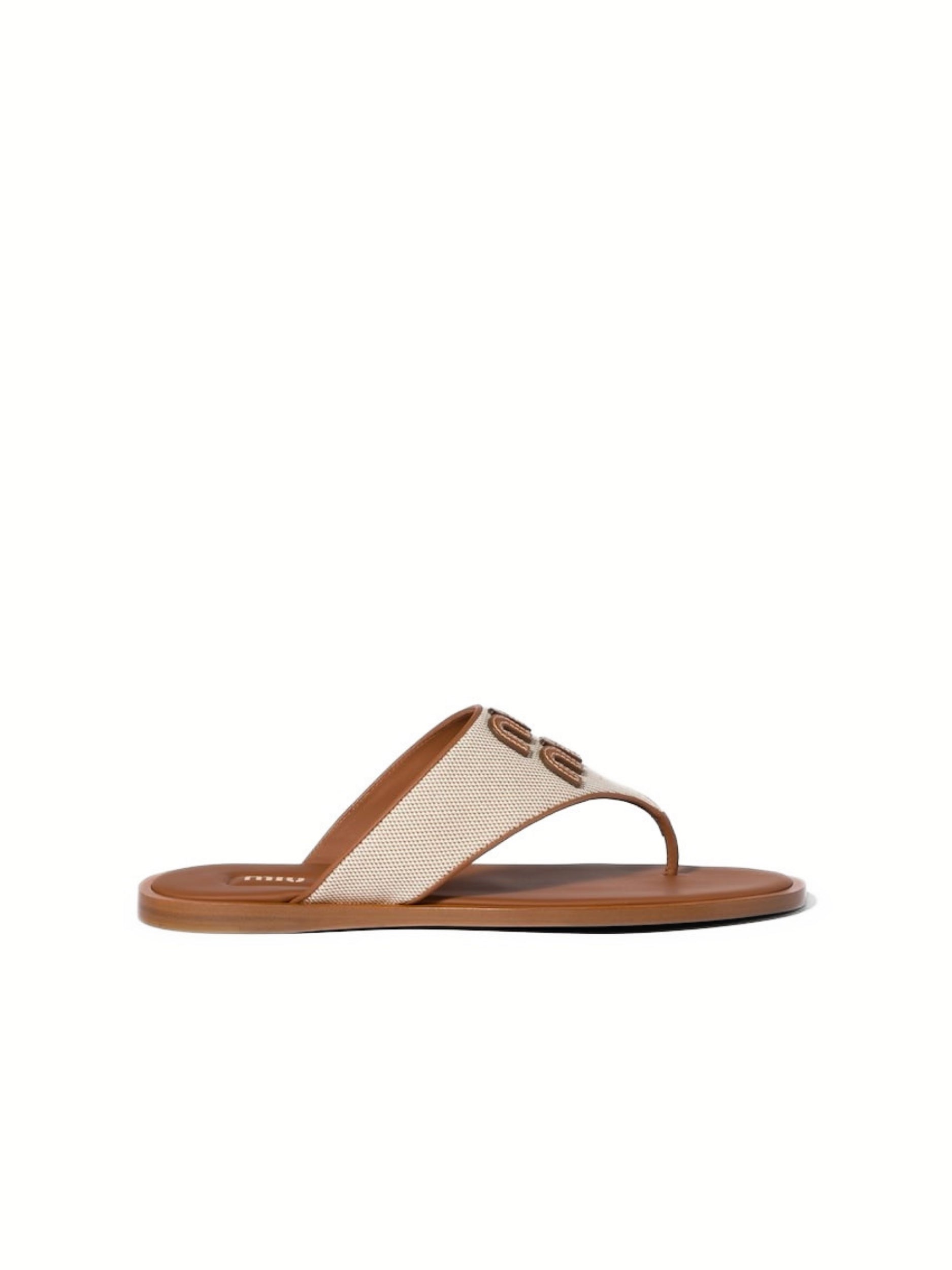 Canvas and leather thong sandals 5Y605E F 005 Q1DF062F MIU MIU 