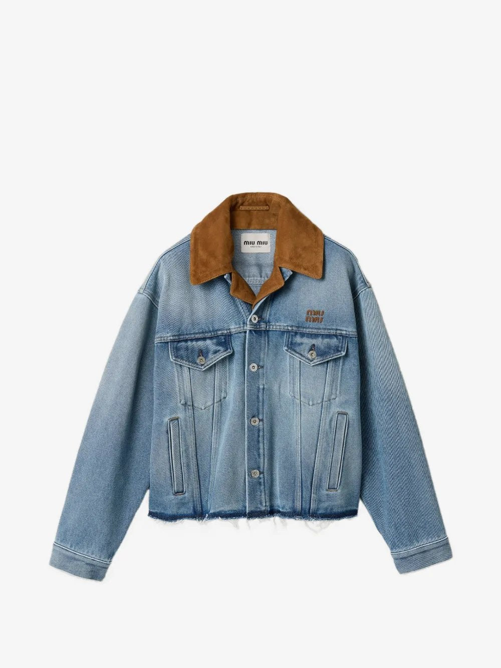 Washed denim and suede blouson jacket GWB313 S OOO 196YF0013 MIU MIU 