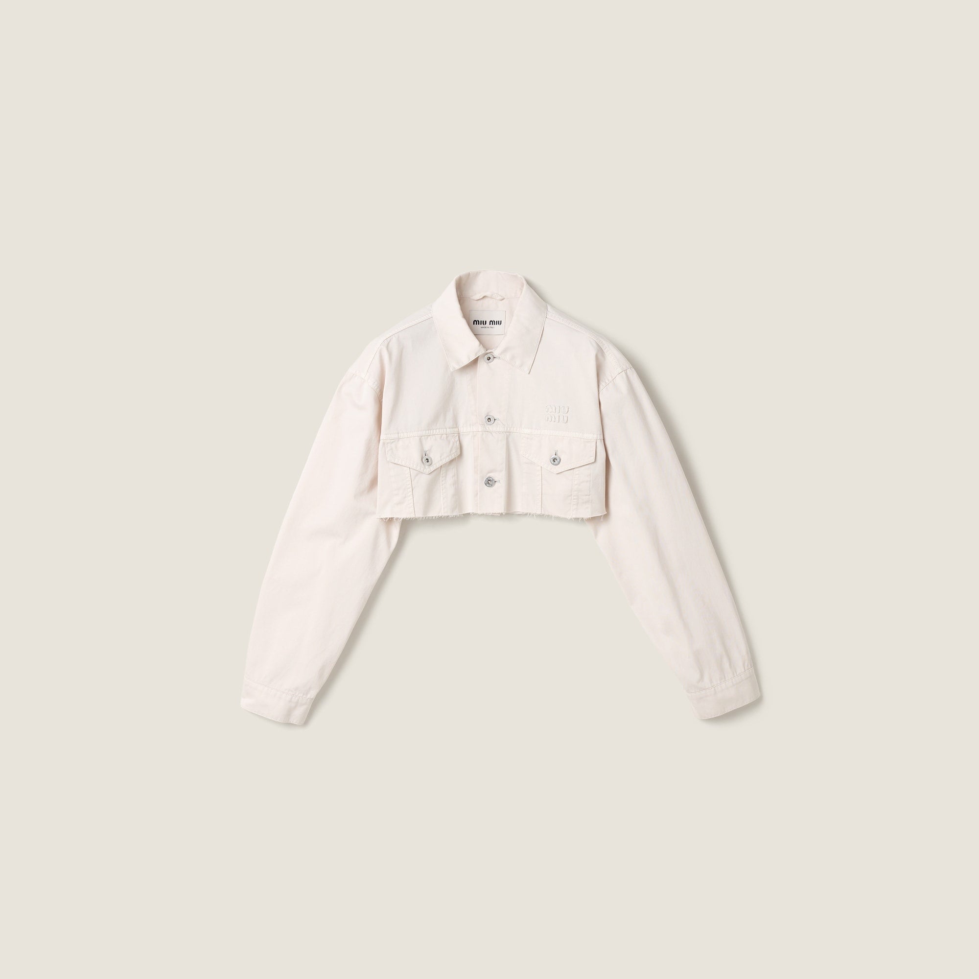 Cropped white denim jacket GWB314 S OOO 197VF0009 MIU MIU 