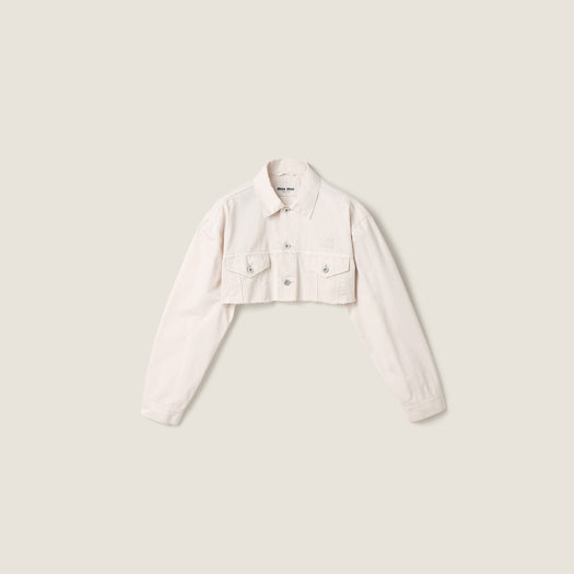 Cropped white denim jacket GWB314 S OOO 197VF0009 MIU MIU 