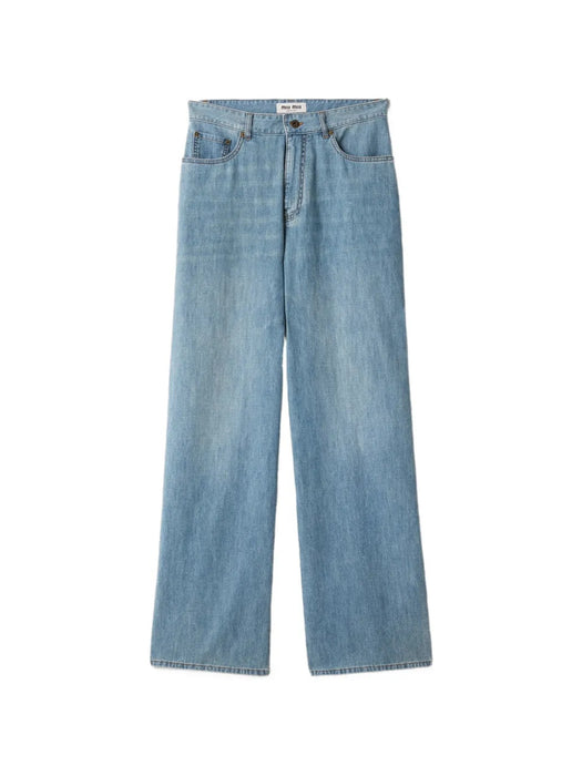 Logo-embroidered wide-leg Jeans GWP394 S 232 193KF0013 MIU MIU 