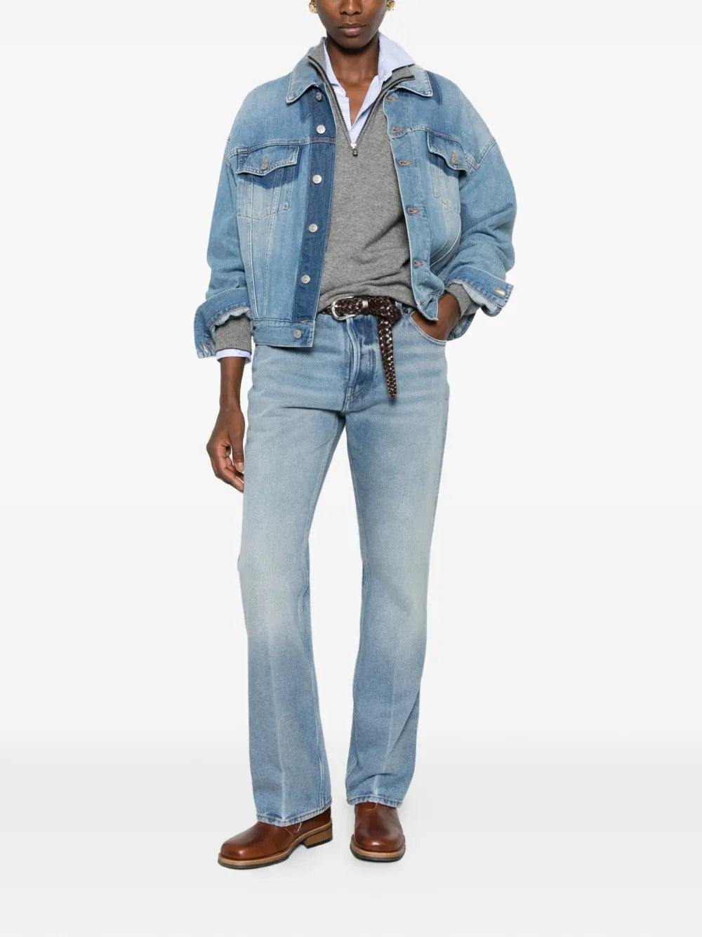 Five-pocket washed denim jeans GWP598 S OOO 192WF0013 MIU MIU 