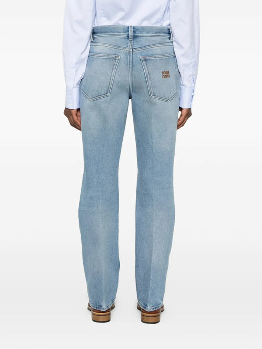 Five-pocket washed denim jeans GWP598 S OOO 192WF0013 MIU MIU 