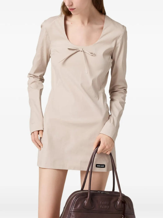 Bow-detail long-sleeve mini dress MF6588 S OOO 6472F0A08 MIU MIU 