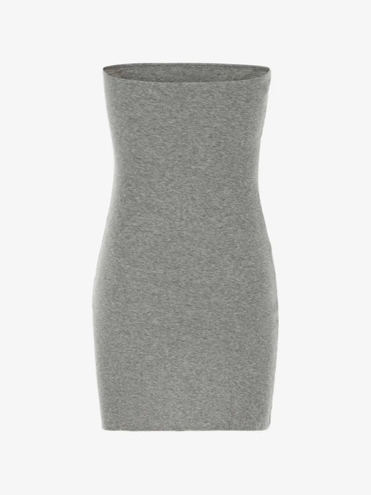 Logo-patch strapless mini dress MJA927 S OOO 192CF0031 MIU MIU 